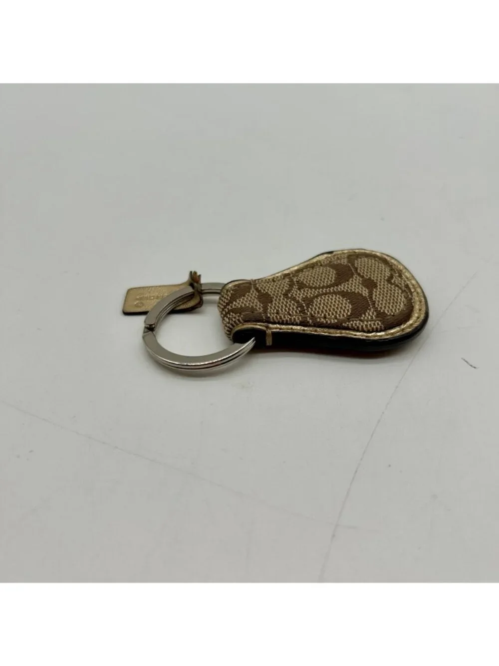 Coach Tan Canvas Print Keychain